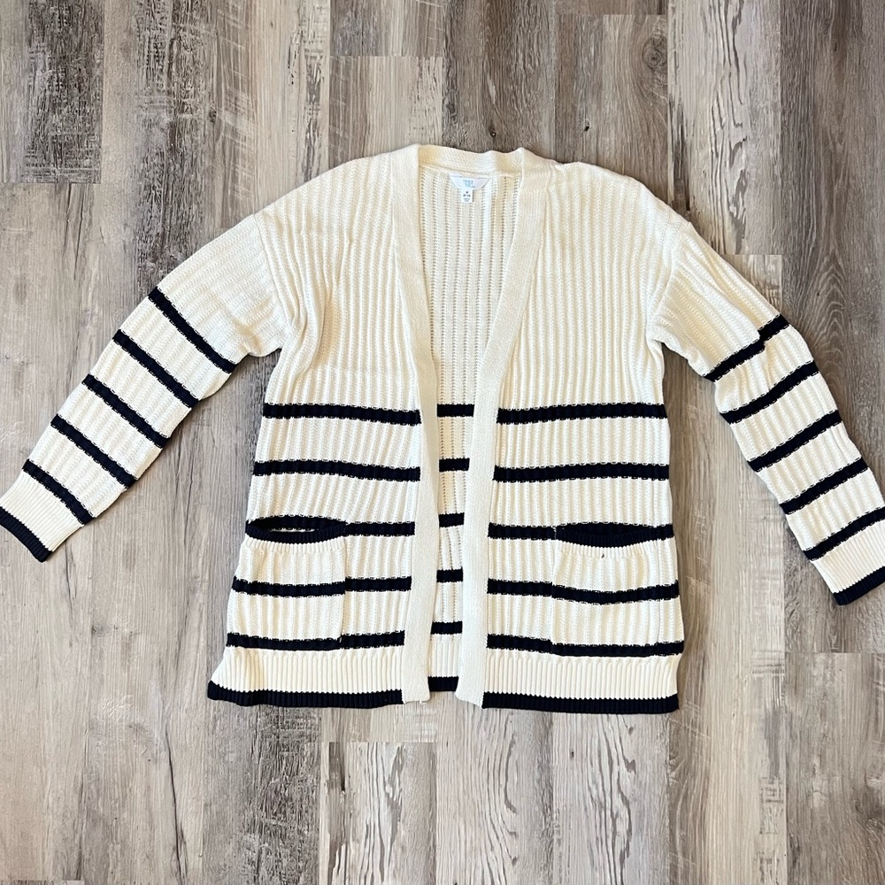 Striped Cream and Black Women's Sweater